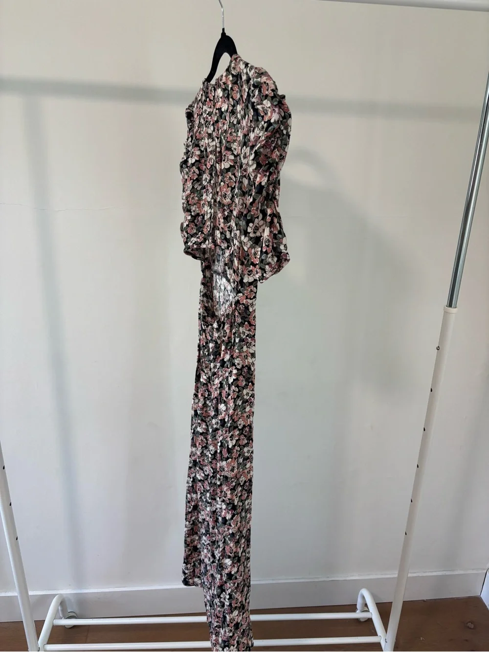 Abercrombie & Fitch Black Floral Puff-Sleeve Maxi Dress size small